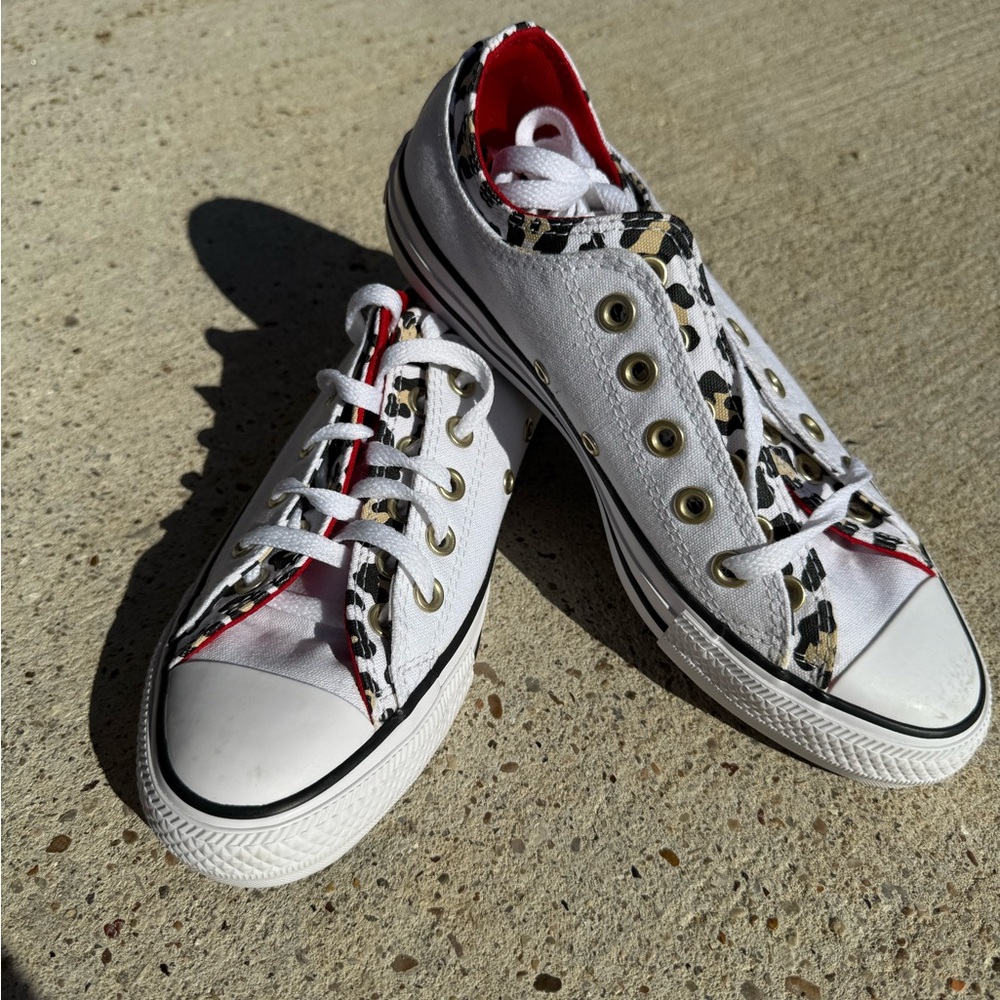 Leopard Accent Women's White Sneakers